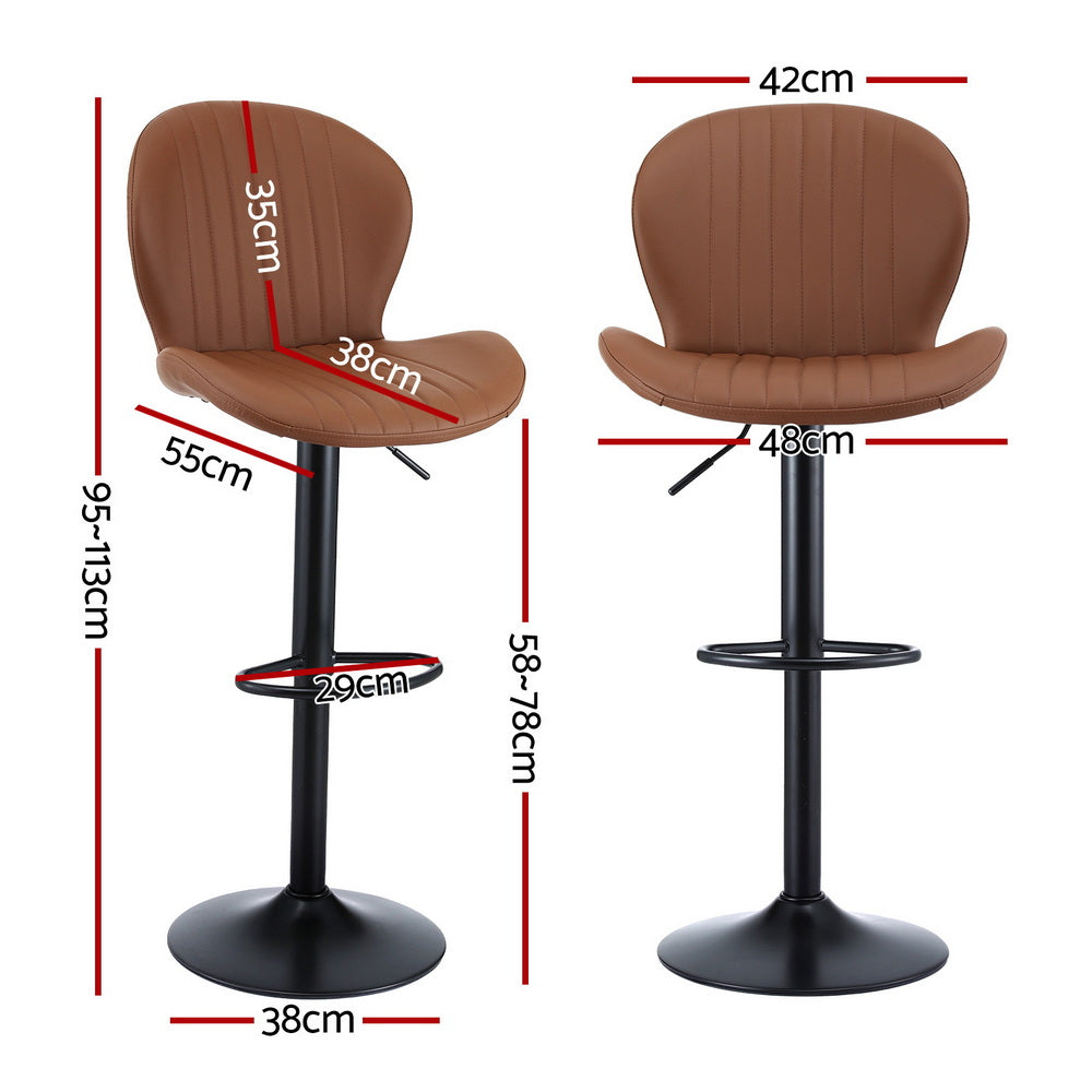 Fenn Leather Counter Stool Swivel Adjustable (Set of 2) Brown