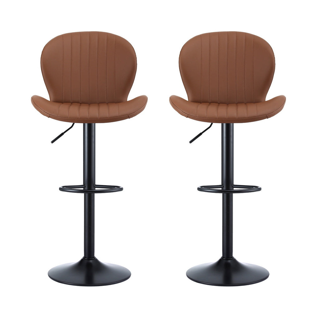 Fenn Leather Counter Stool Swivel Adjustable (Set of 2) Brown