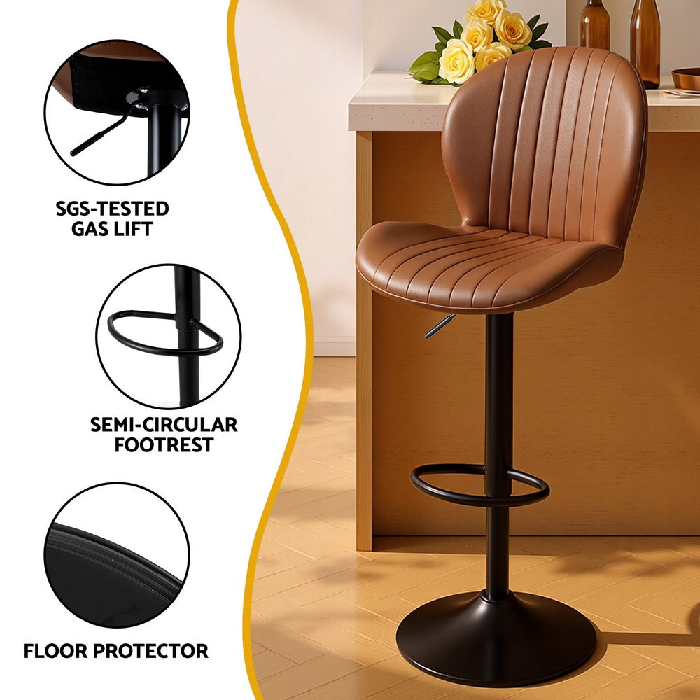 Fenn Leather Counter Stool Swivel Adjustable (Set of 2) Brown