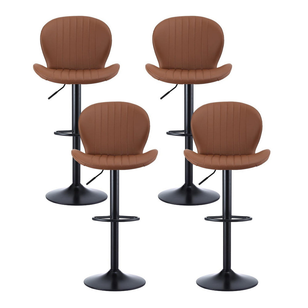 Gus Leather Counter Stool Swivel Adjustable (Set of 4) Brown