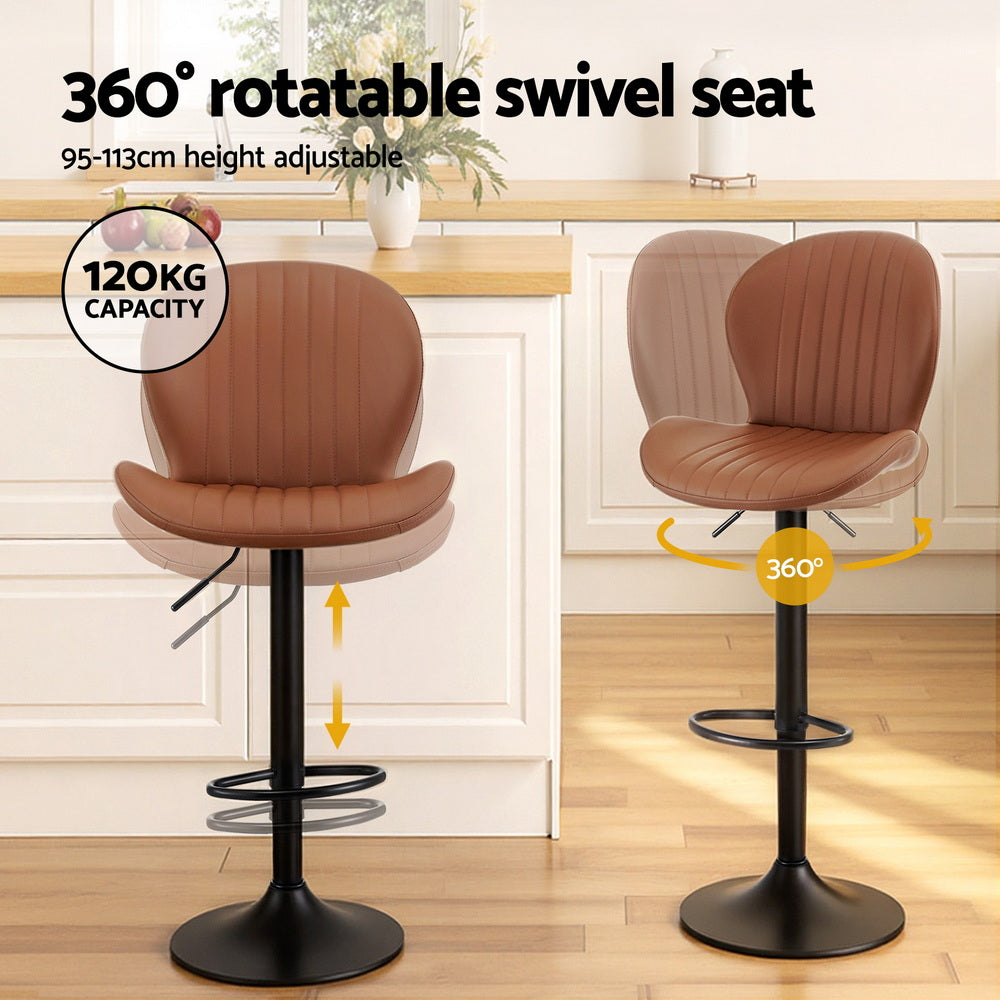 Gus Leather Counter Stool Swivel Adjustable (Set of 4) Brown