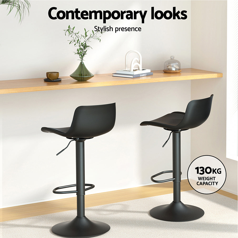 Odin Bar Stool Adjustable Padded (Set of 2) Black