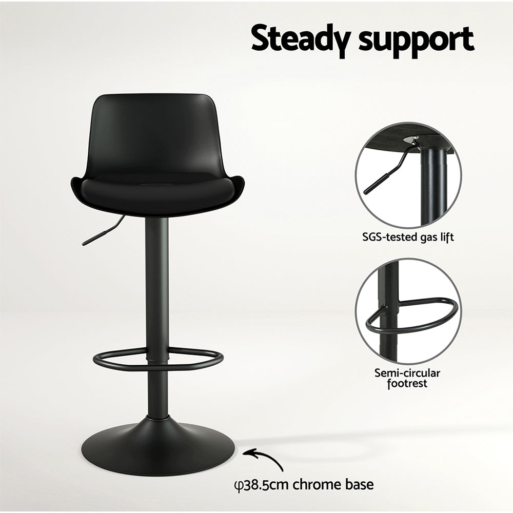 Odin Bar Stool Adjustable Padded (Set of 2) Black
