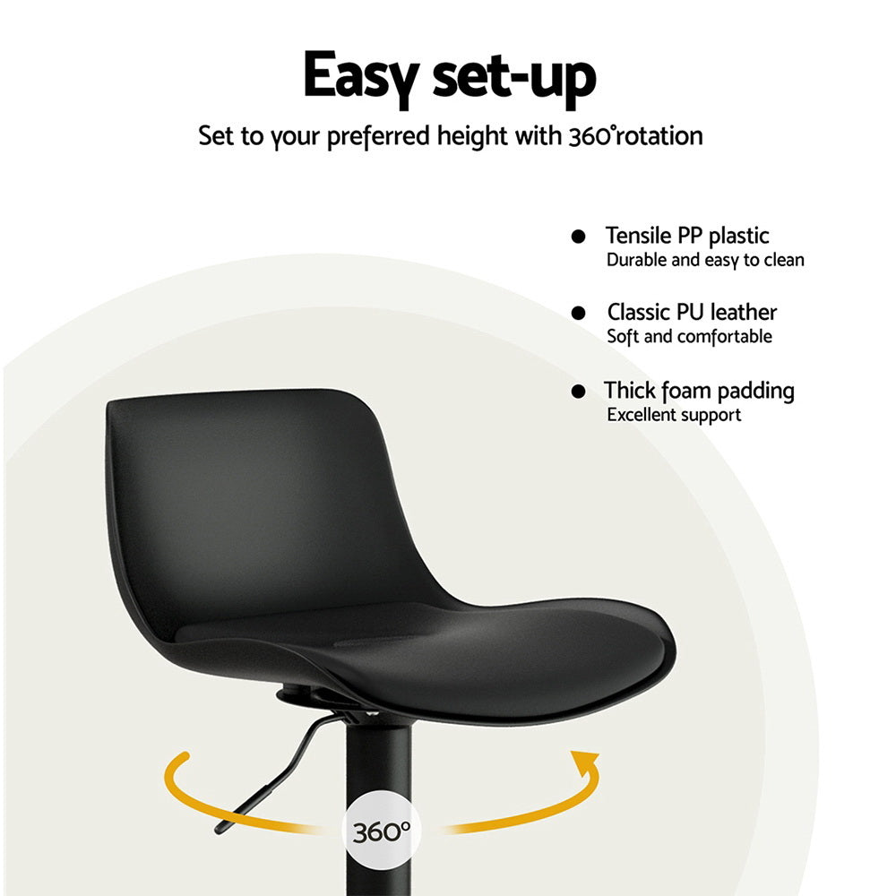 Storm Bar Stool Adjustable Padded (Set of 4) Black