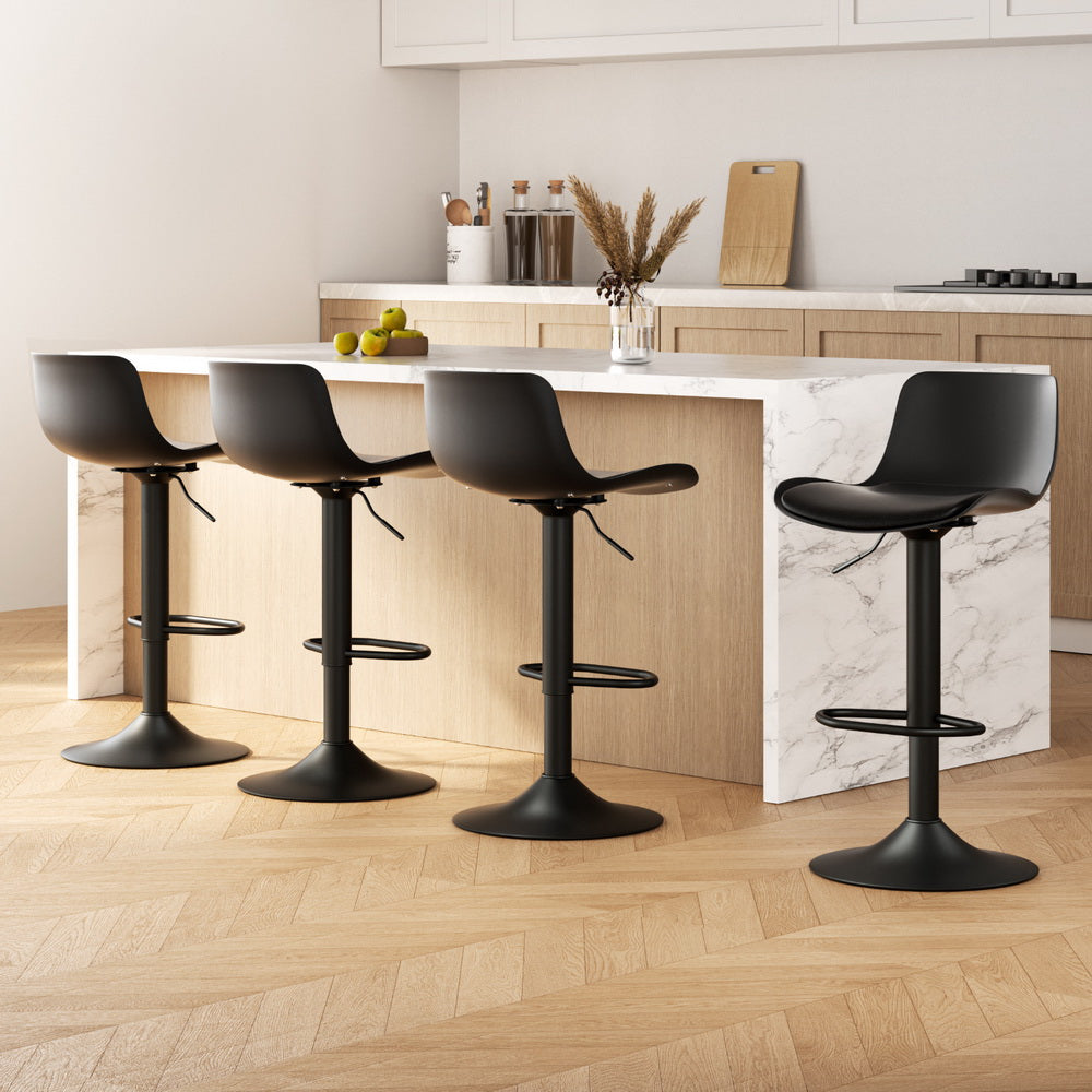Storm Bar Stool Adjustable Padded (Set of 4) Black