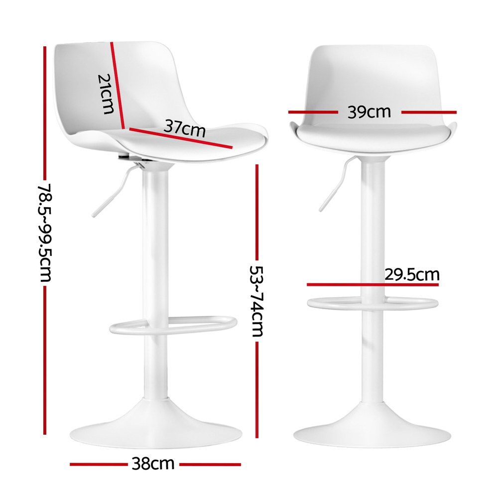 Werner Leather Dining Chair Swivel Adjustable (Set of 2) White