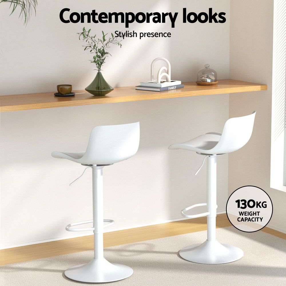 Werner Leather Dining Chair Swivel Adjustable (Set of 2) White