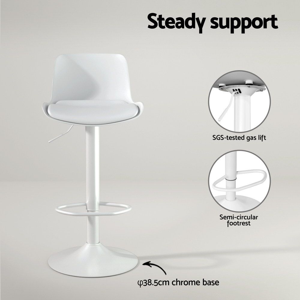 Werner Leather Dining Chair Swivel Adjustable (Set of 2) White