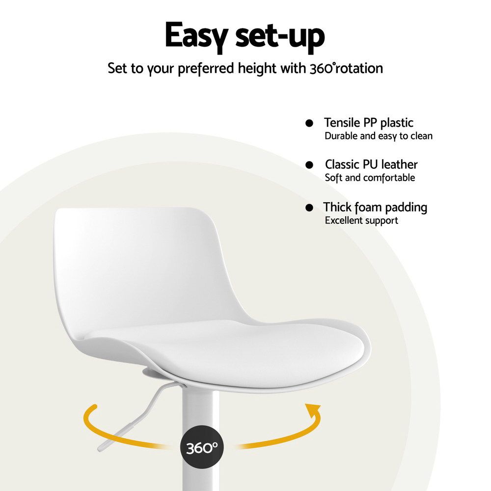 Werner Leather Dining Chair Swivel Adjustable (Set of 2) White