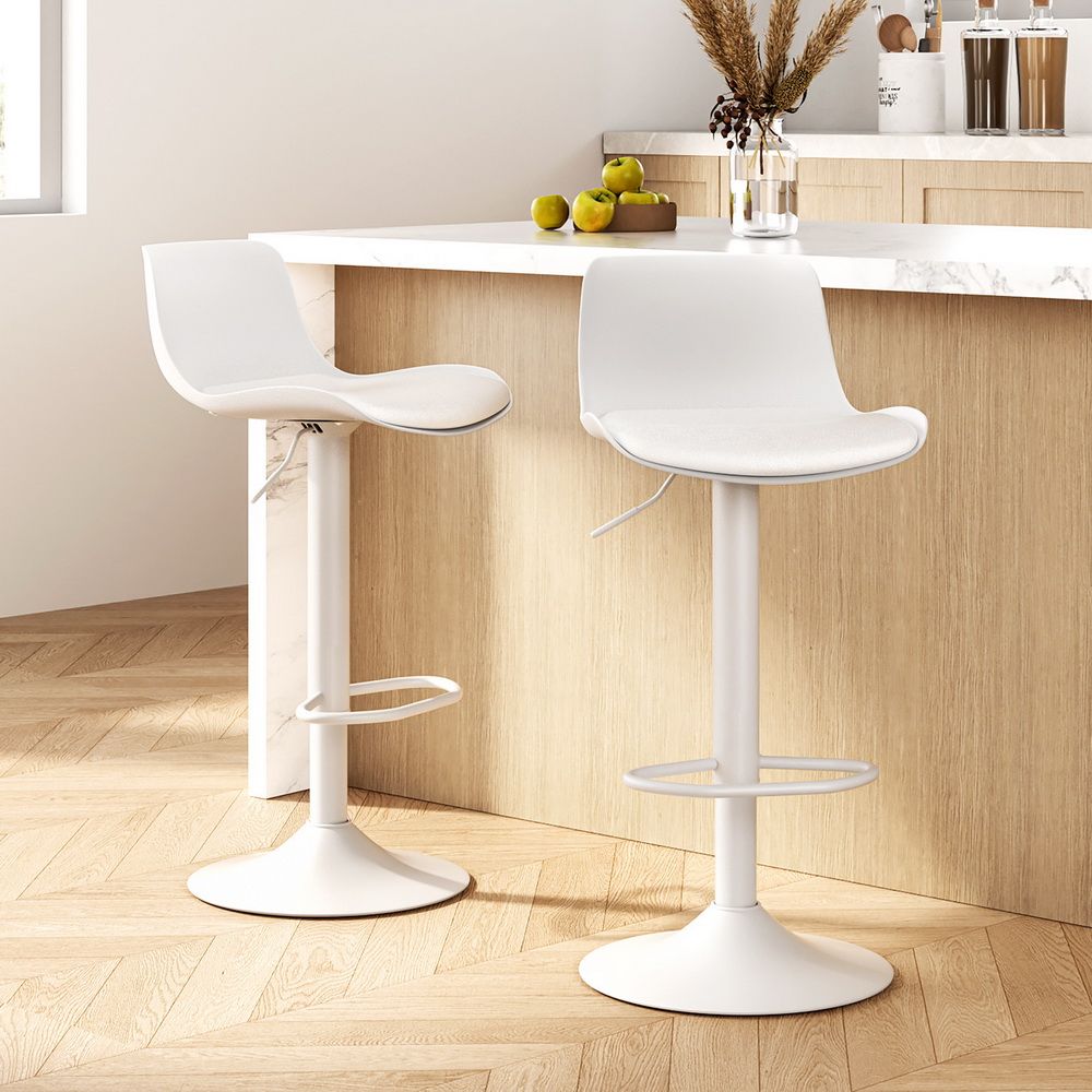 Werner Leather Dining Chair Swivel Adjustable (Set of 2) White