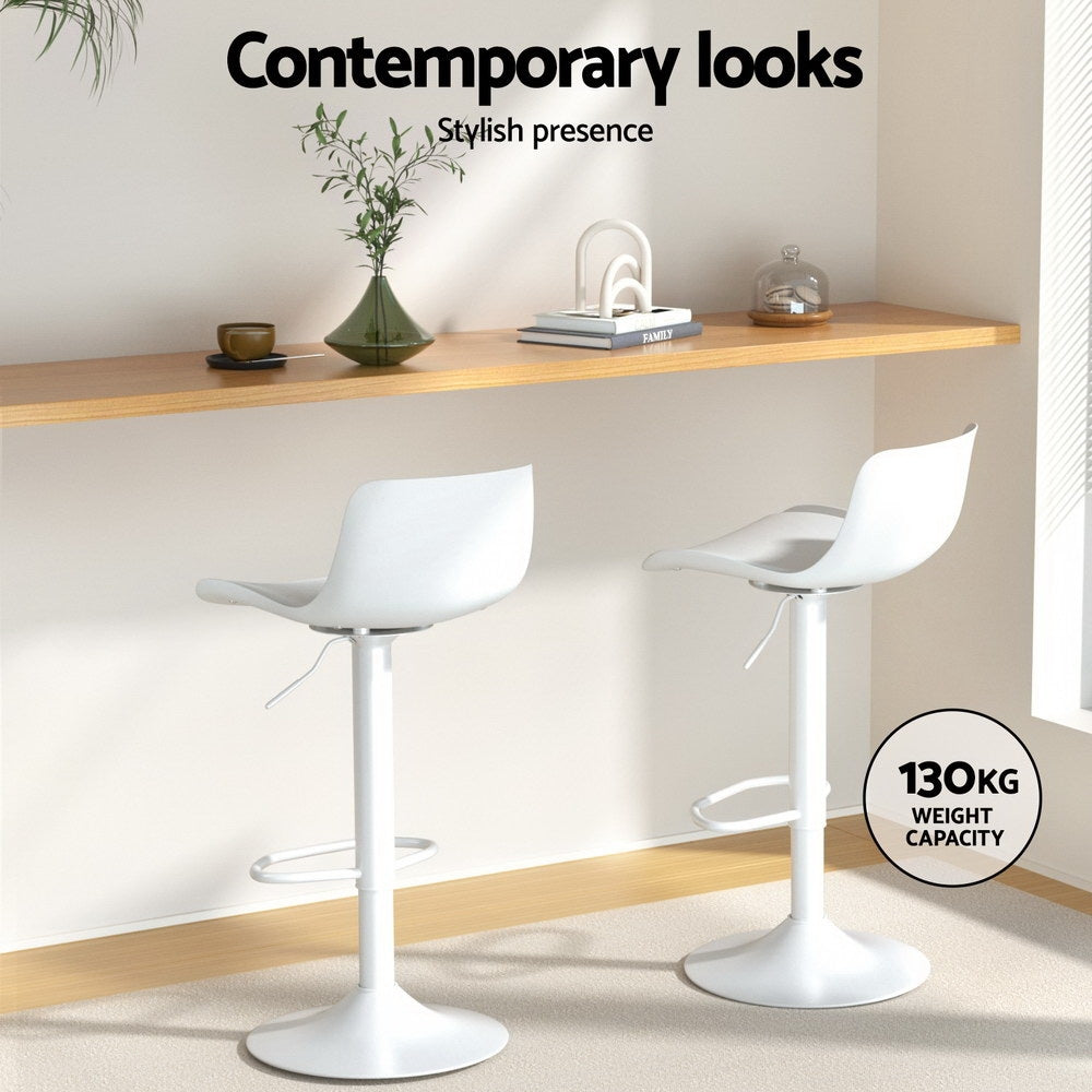 Tully Leather Dining Chair Swivel Adjustable (Set of 4) White