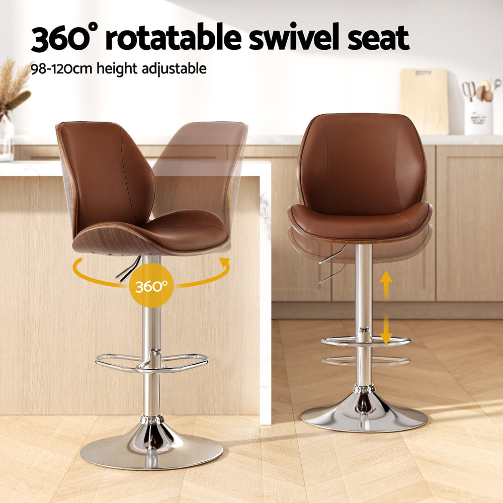 Slade Leather Counter Stool Swivel Adjustable Brown