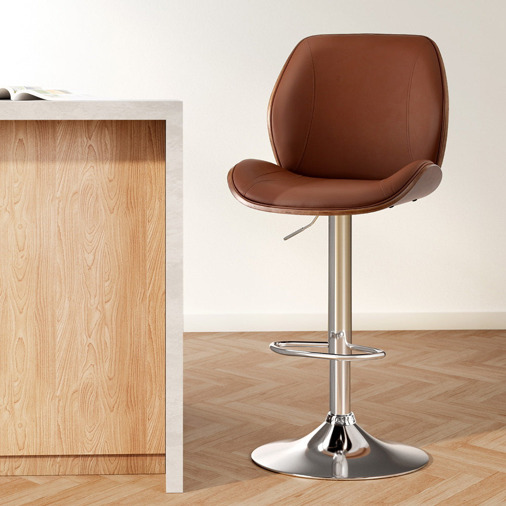 Slade Leather Counter Stool Swivel Adjustable Brown
