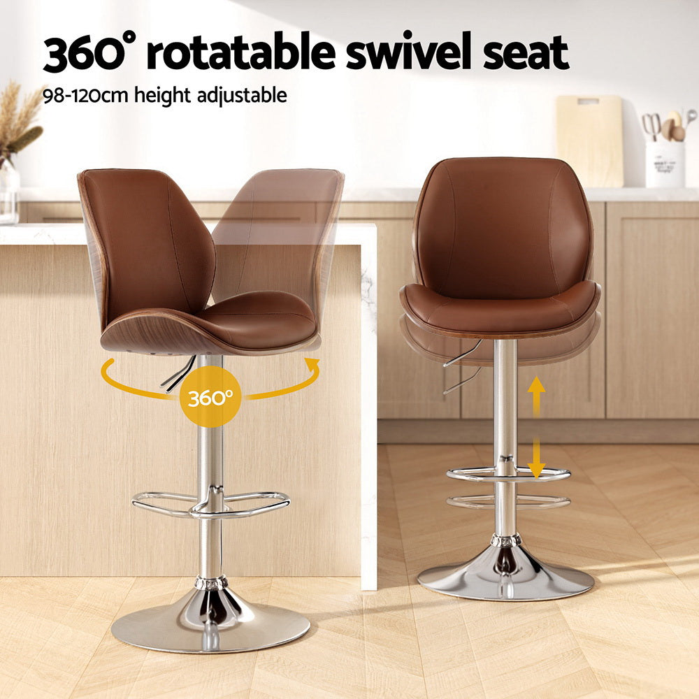 Hart Leather Counter Stool Adjustable (Set of 2) Brown