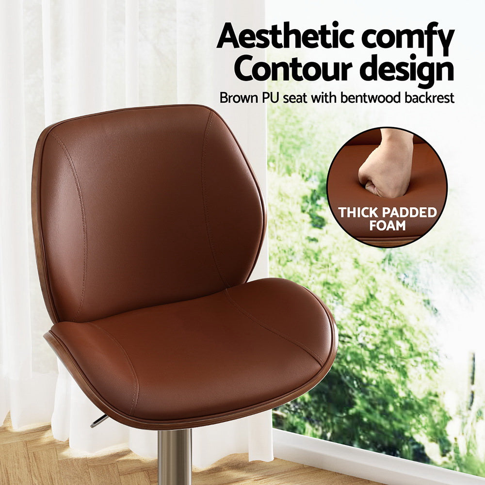 Hart Leather Counter Stool Adjustable (Set of 2) Brown