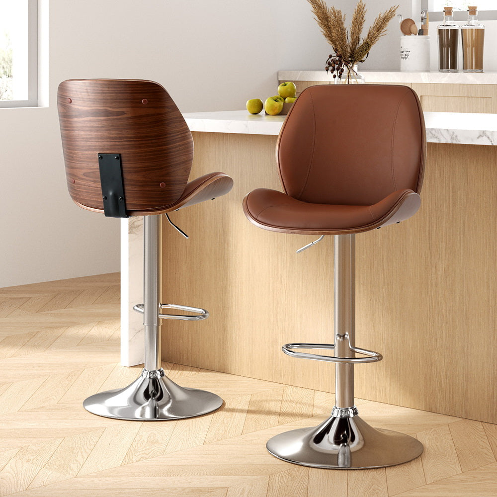 Hart Leather Counter Stool Adjustable (Set of 2) Brown