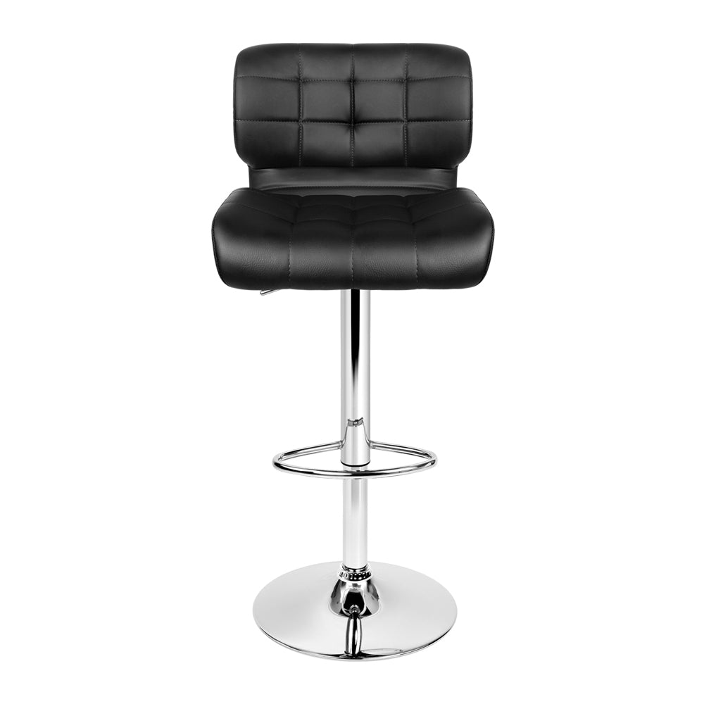 Ziggy Leather Bar Stool Adjustable Padded (Set of 2) Black