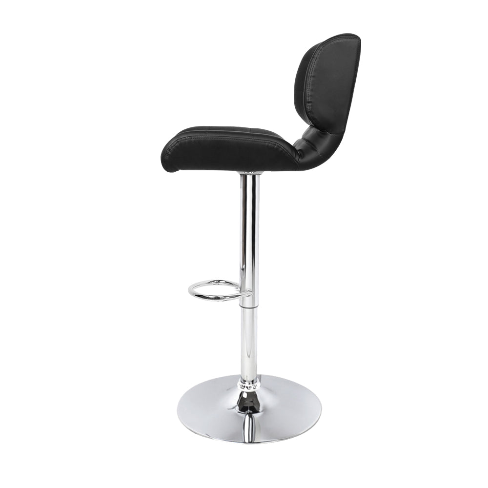 Ziggy Leather Bar Stool Adjustable Padded (Set of 2) Black