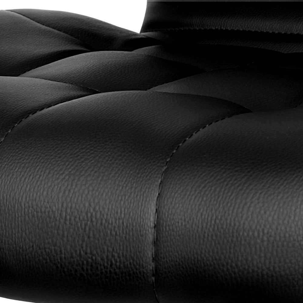 Ziggy Leather Bar Stool Adjustable Padded (Set of 2) Black