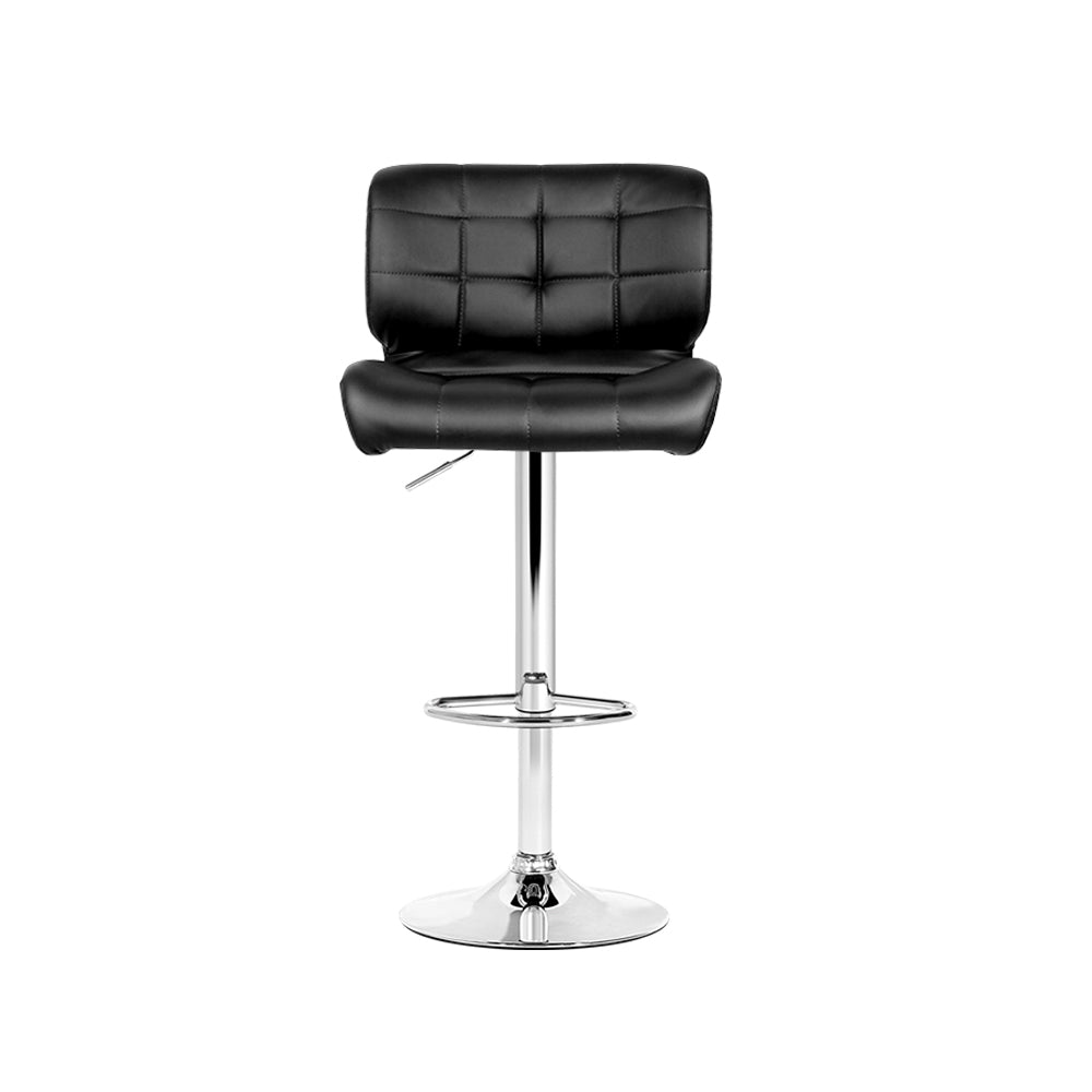 Stan Leather Bar Stool Adjustable Padded (Set of 4) Black
