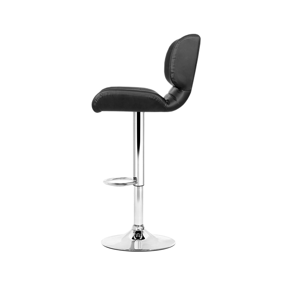 Stan Leather Bar Stool Adjustable Padded (Set of 4) Black