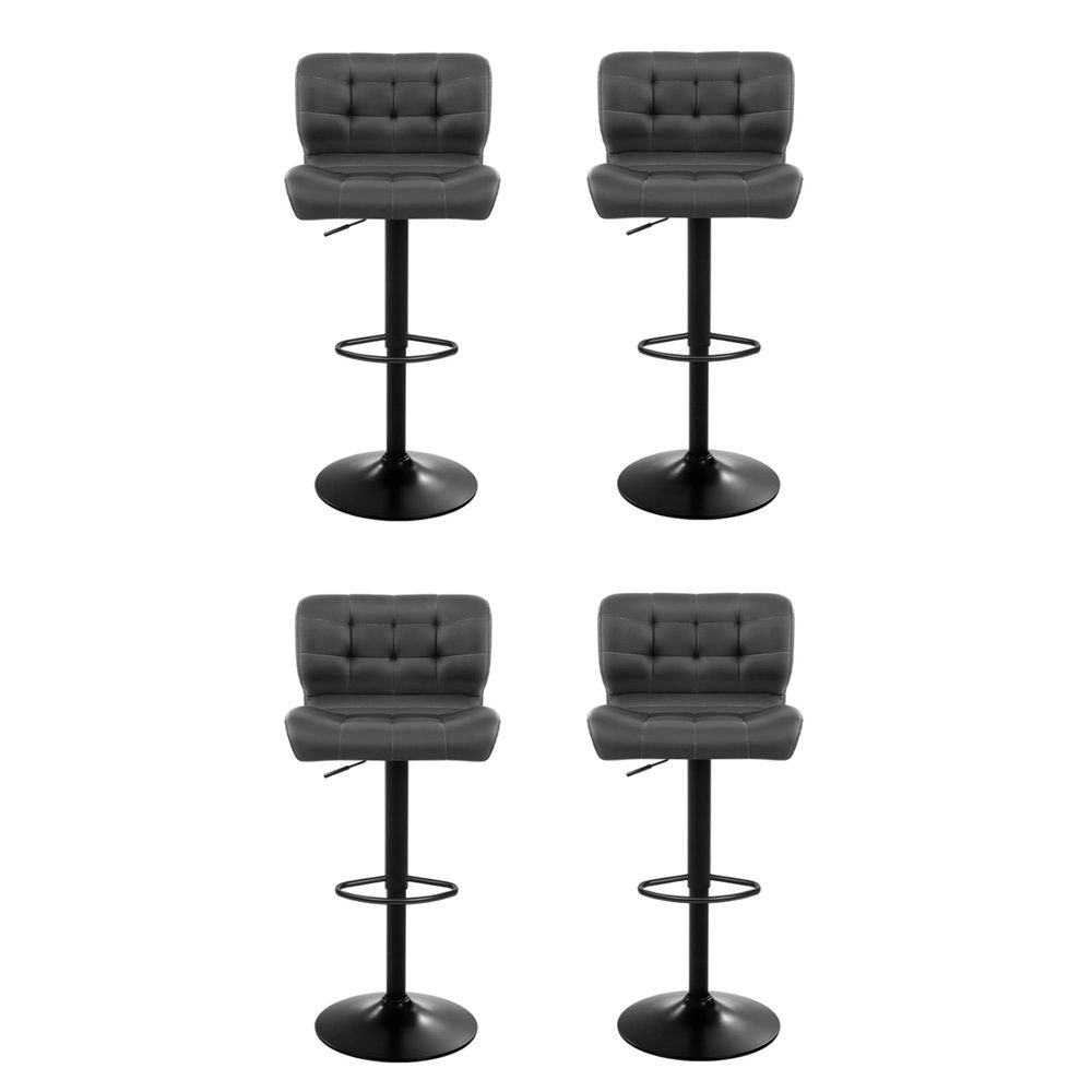 Benson Leather Bar Stool Adjustable Padded (Set of 4) Grey