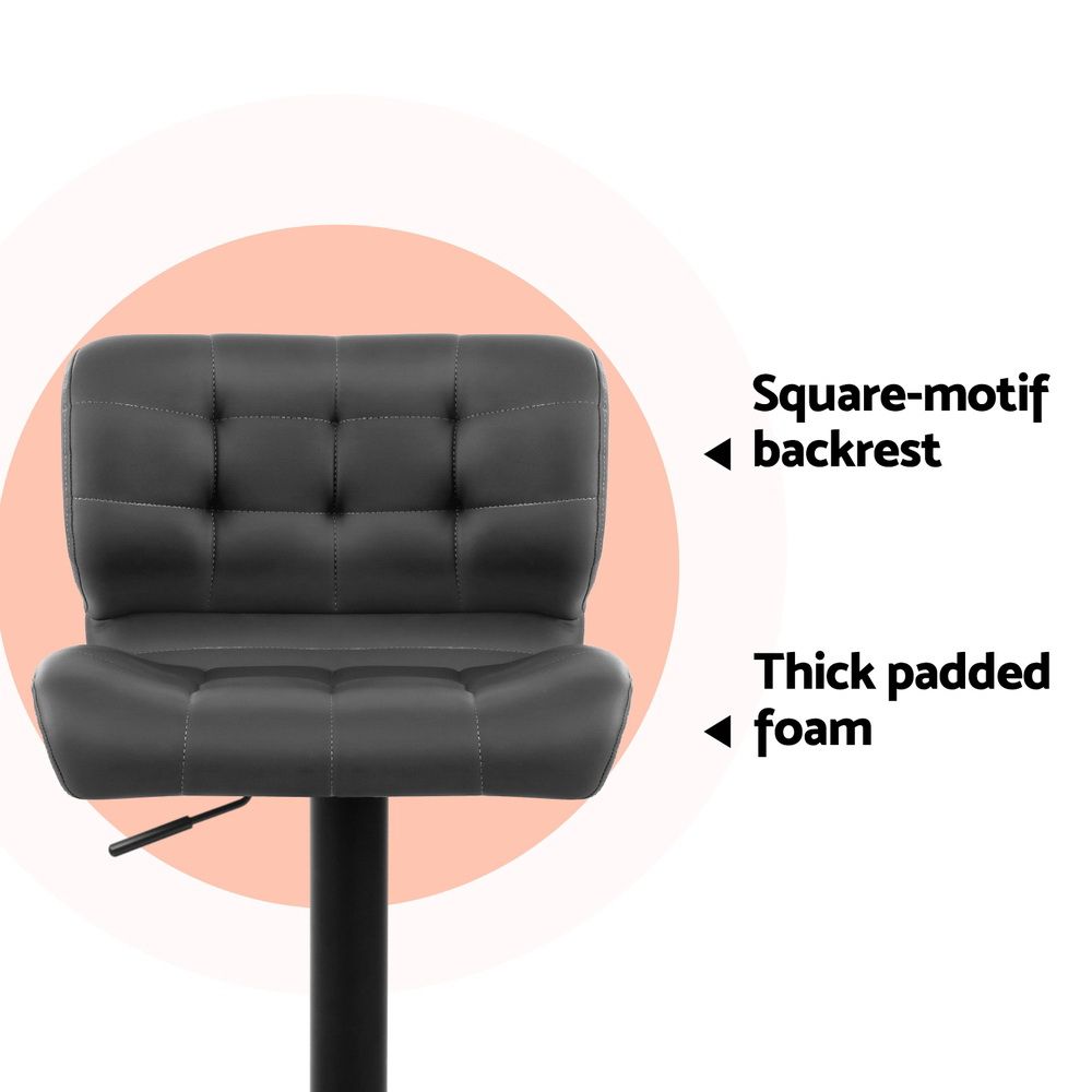 Benson Leather Bar Stool Adjustable Padded (Set of 4) Grey