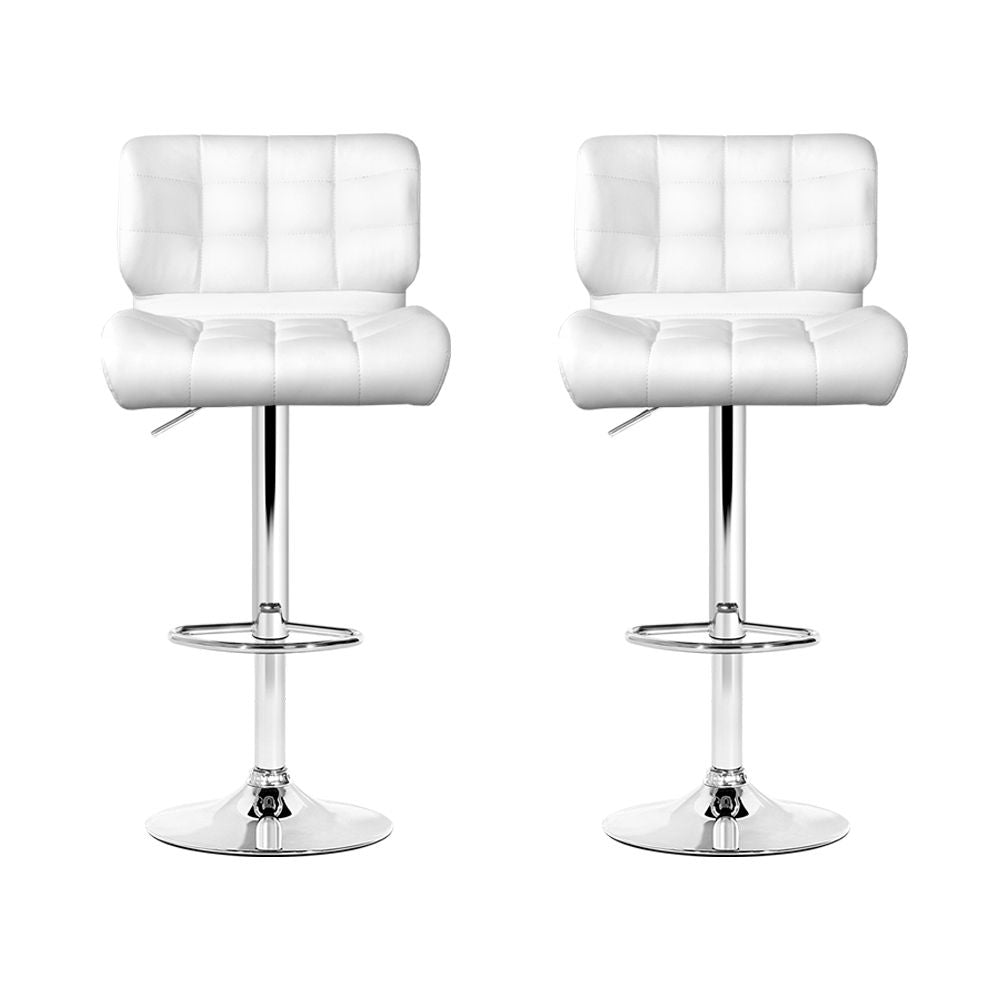 Jensen Leather Bar Stool Adjustable Padded (Set of 2) White