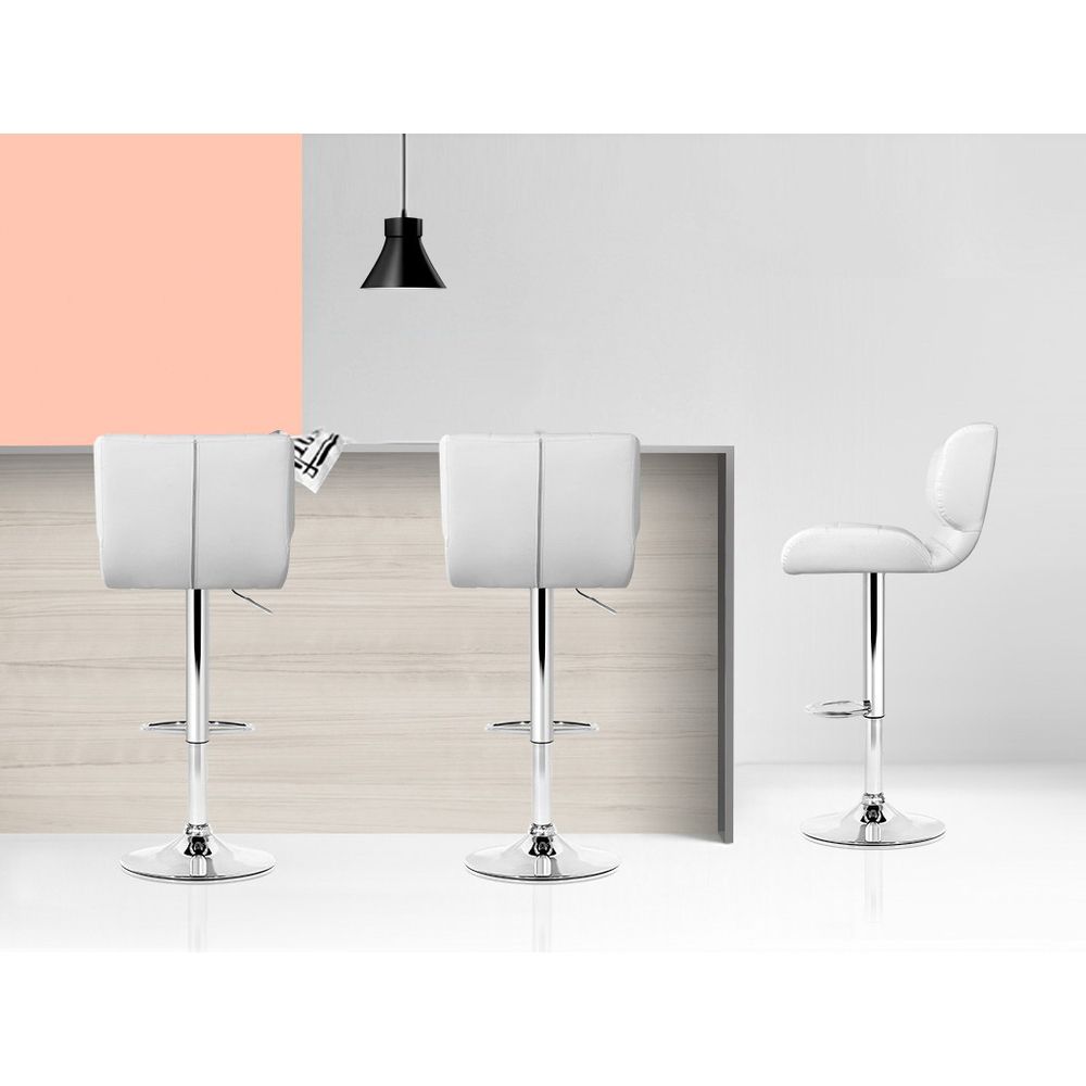Jensen Leather Bar Stool Adjustable Padded (Set of 2) White