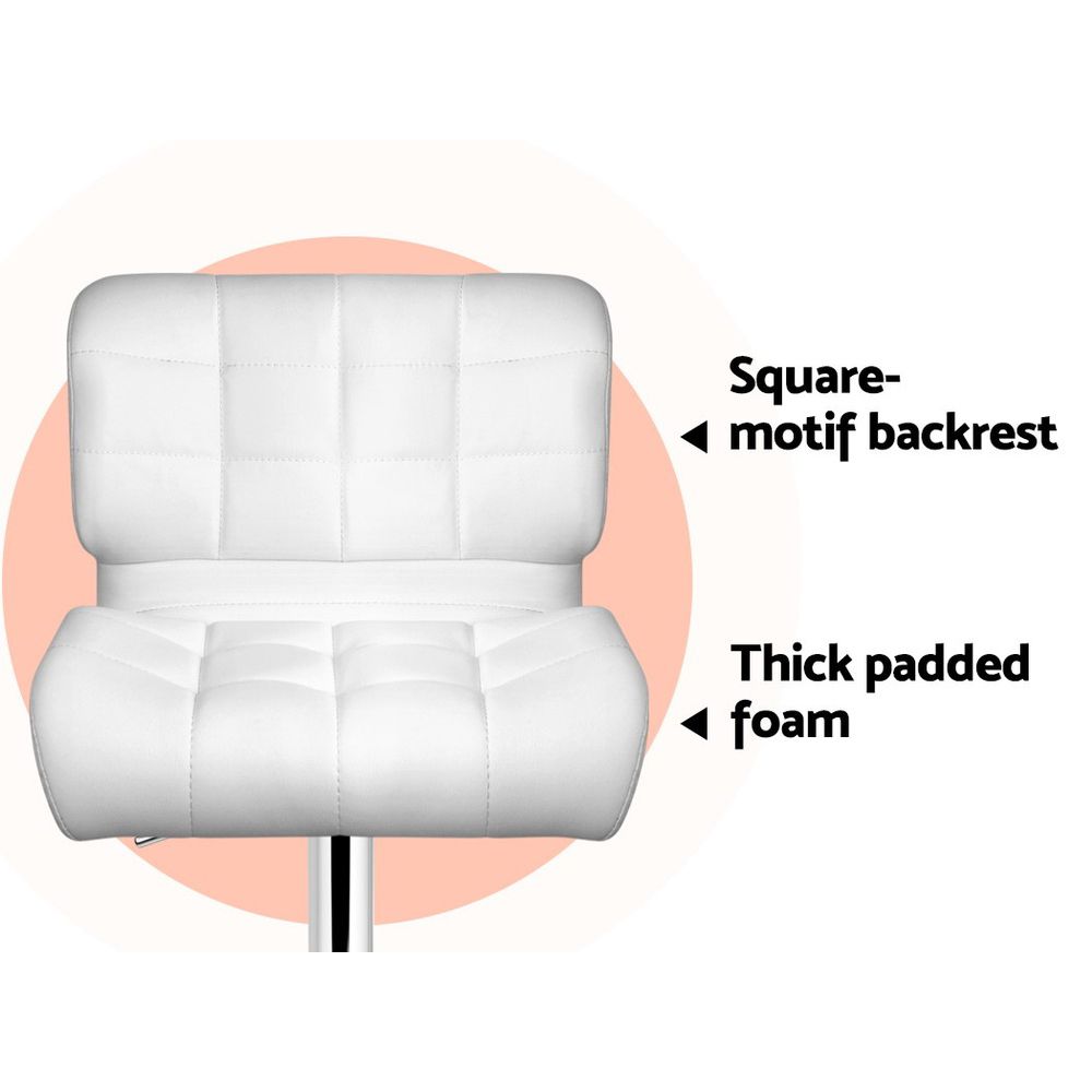 Jensen Leather Bar Stool Adjustable Padded (Set of 2) White