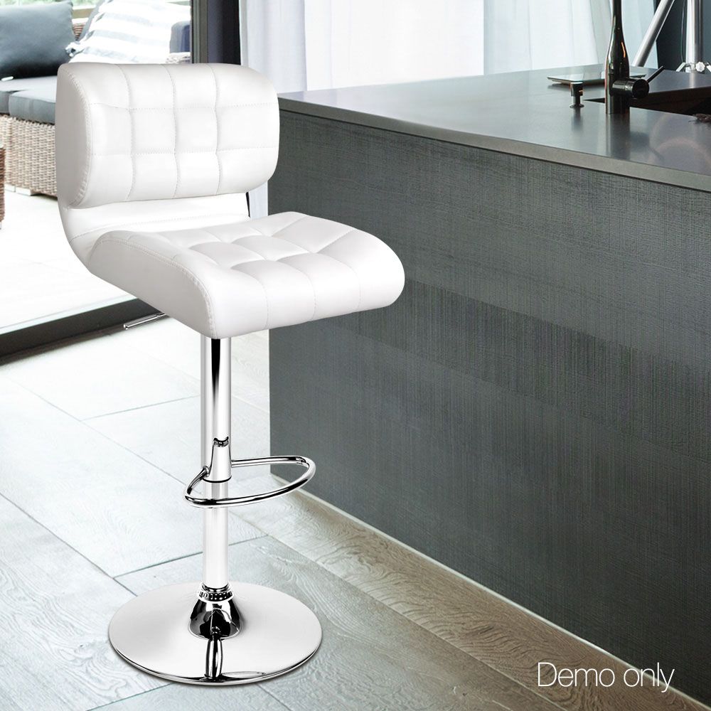 Jensen Leather Bar Stool Adjustable Padded (Set of 2) White