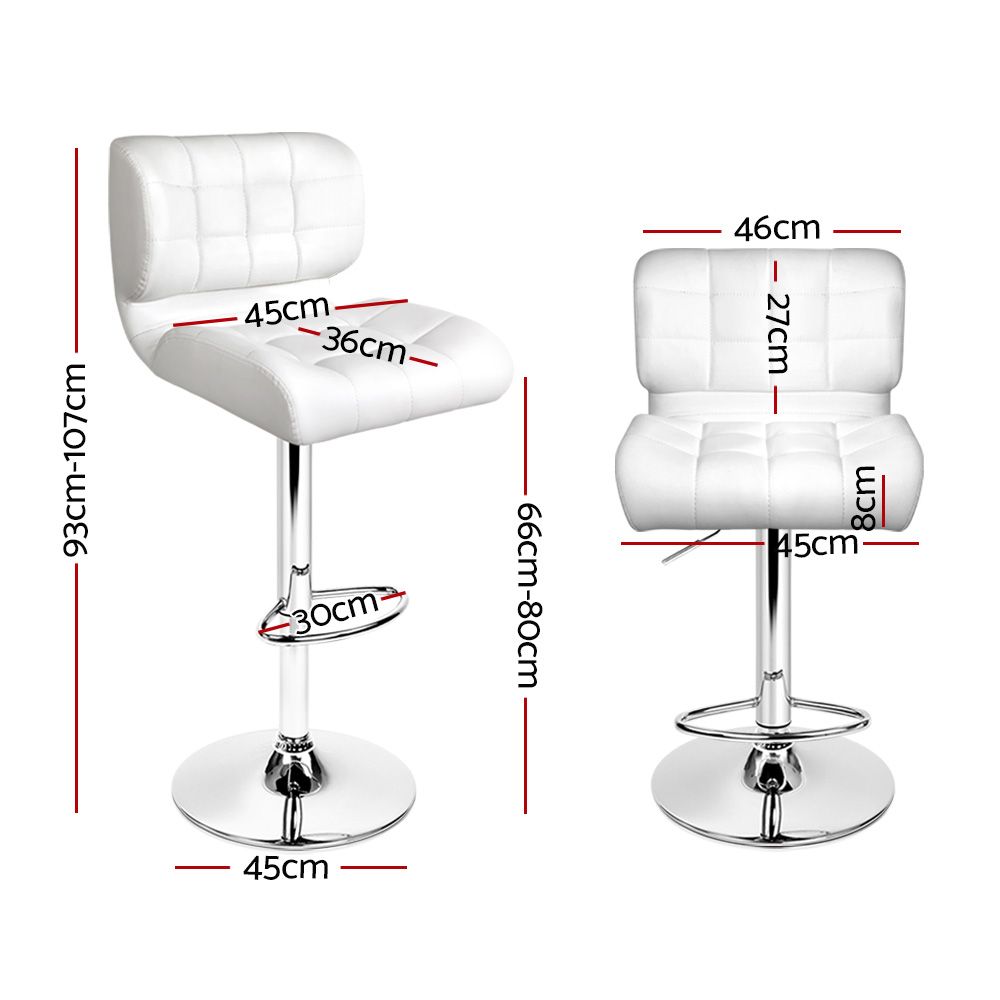 Mitchell Leather Bar Stool Adjustable Padded (Set of 4) White