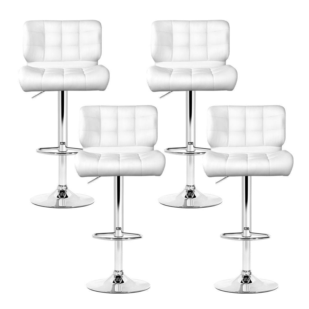 Mitchell Leather Bar Stool Adjustable Padded (Set of 4) White