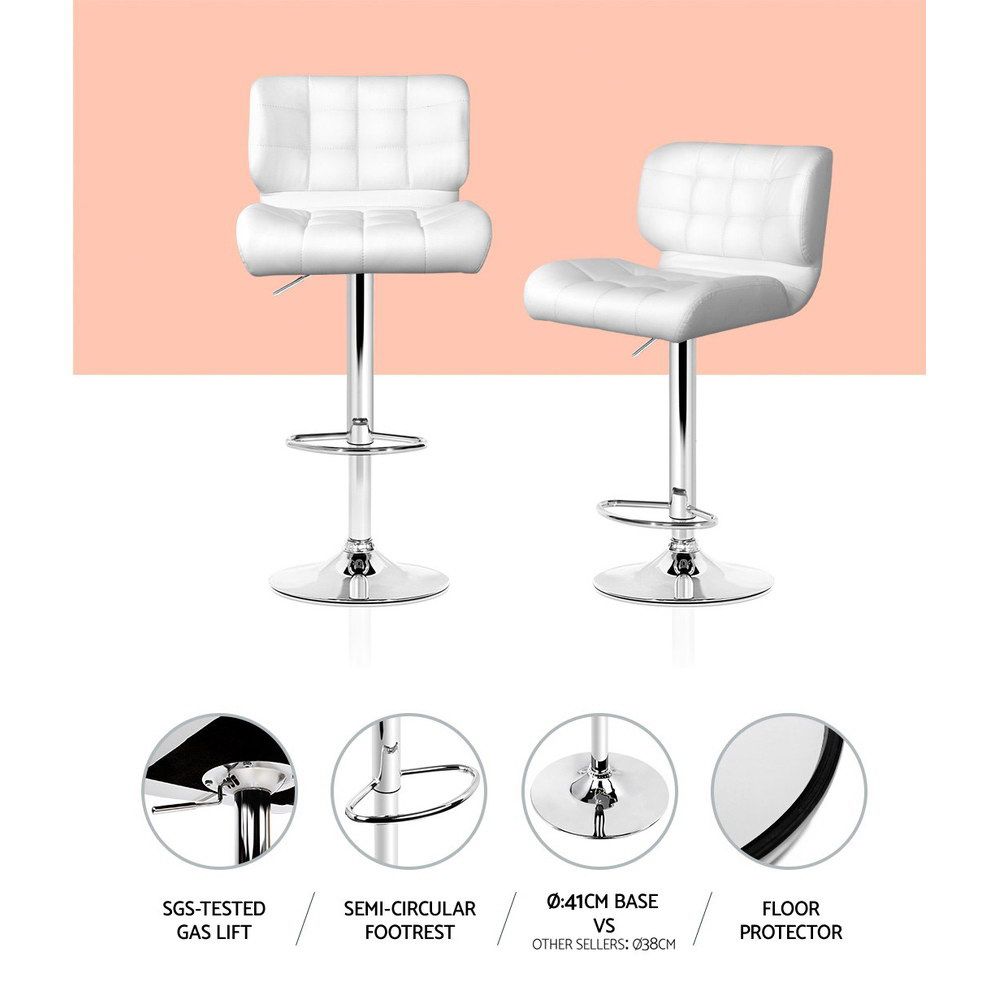 Mitchell Leather Bar Stool Adjustable Padded (Set of 4) White