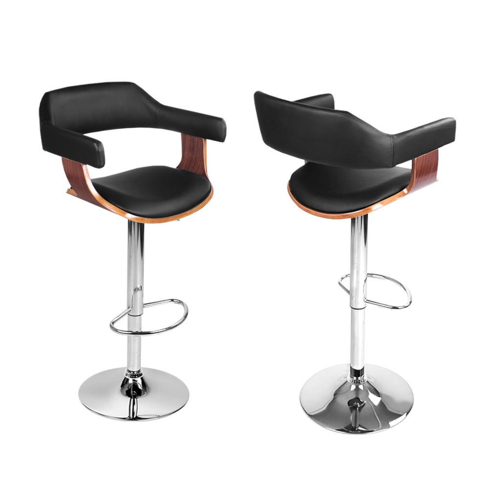 Alby Leather Bar Stool Adjustable with Armrest (Set of 4) Black