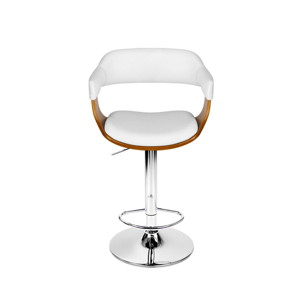 Karl Leather Bar Stool Adjustable with Armrest White
