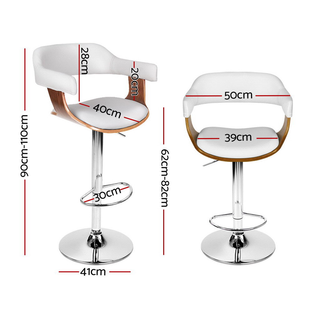 Floyd Leather Bar Stool Adjustable with Armrest (Set of 4) White