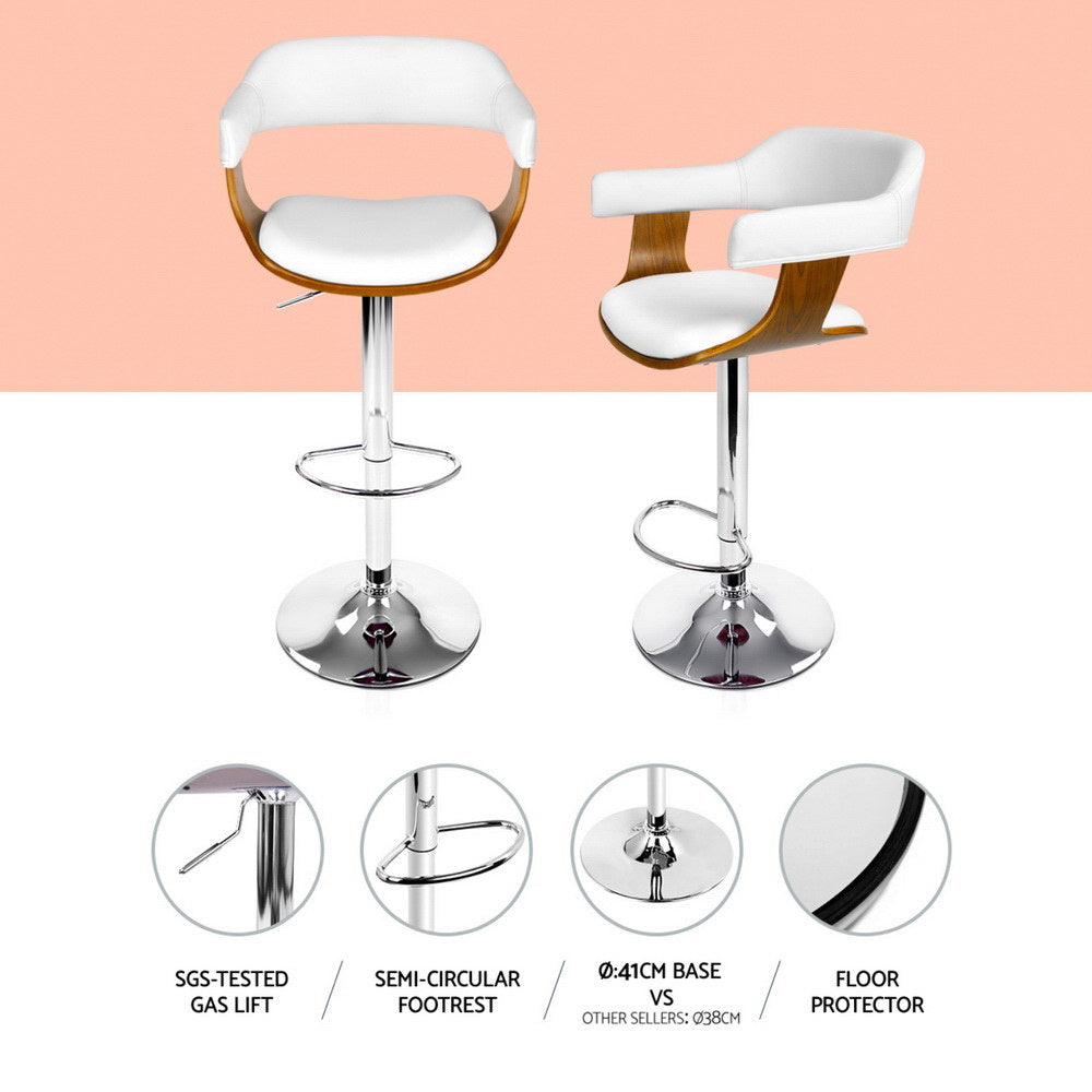 Floyd Leather Bar Stool Adjustable with Armrest (Set of 4) White