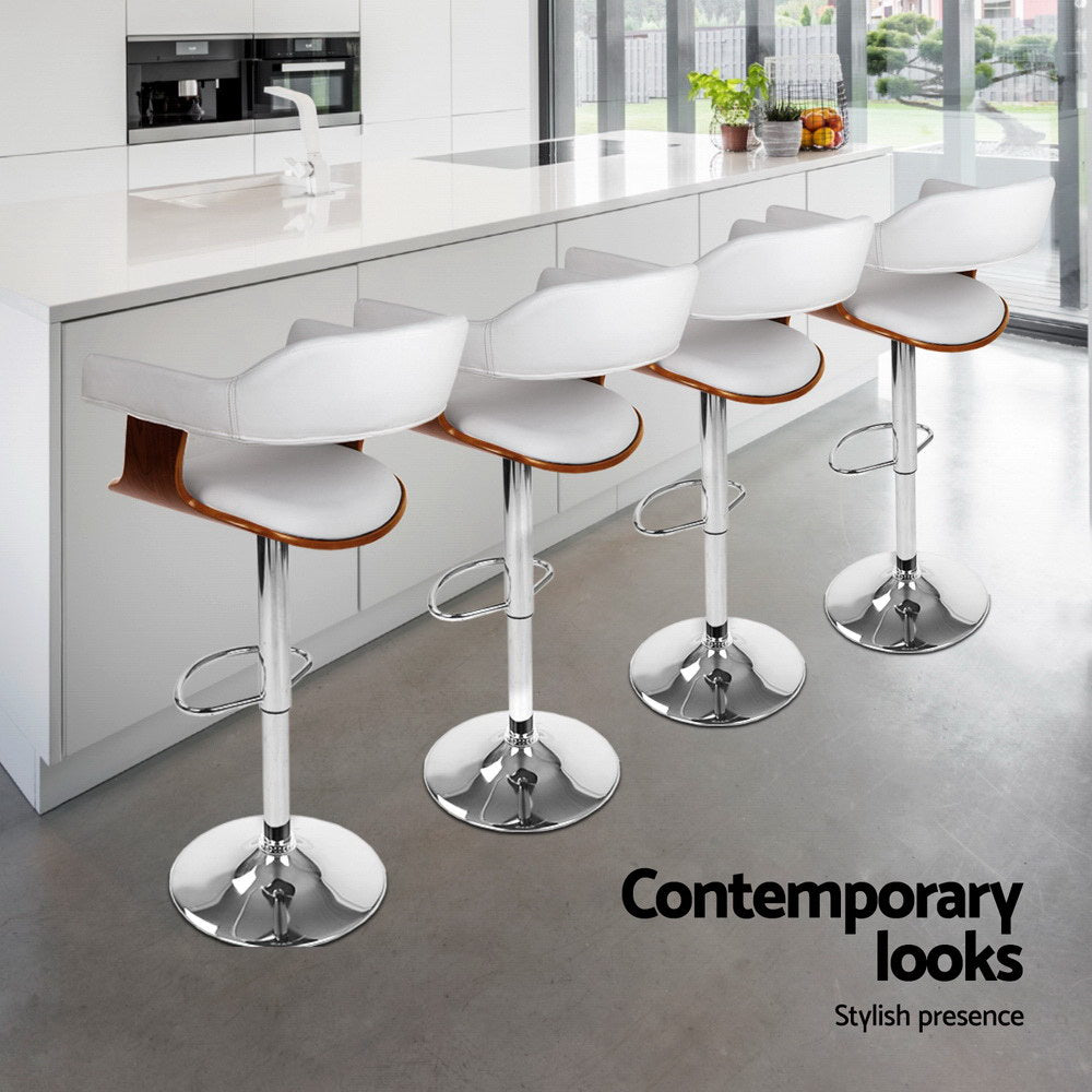 Floyd Leather Bar Stool Adjustable with Armrest (Set of 4) White