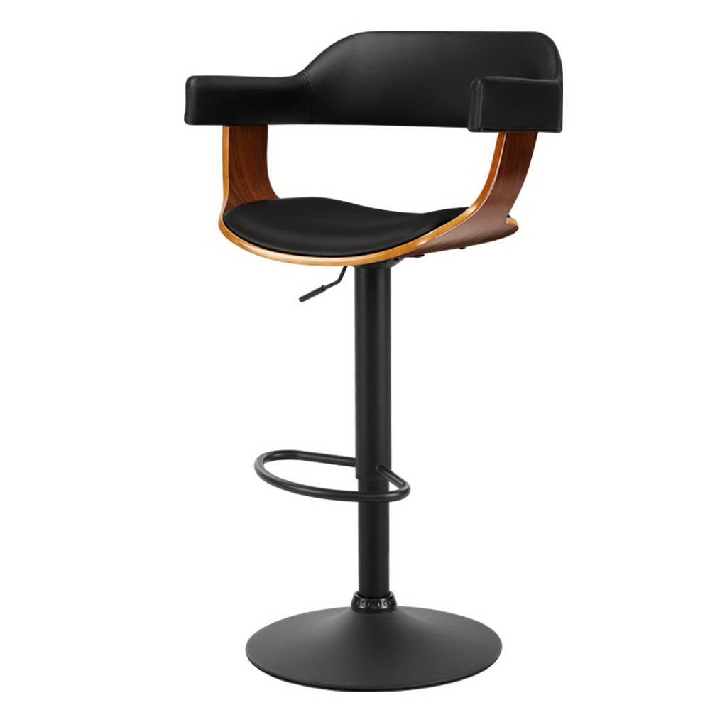 Moss Leather Bar Stool Adjustable with Armrest Black