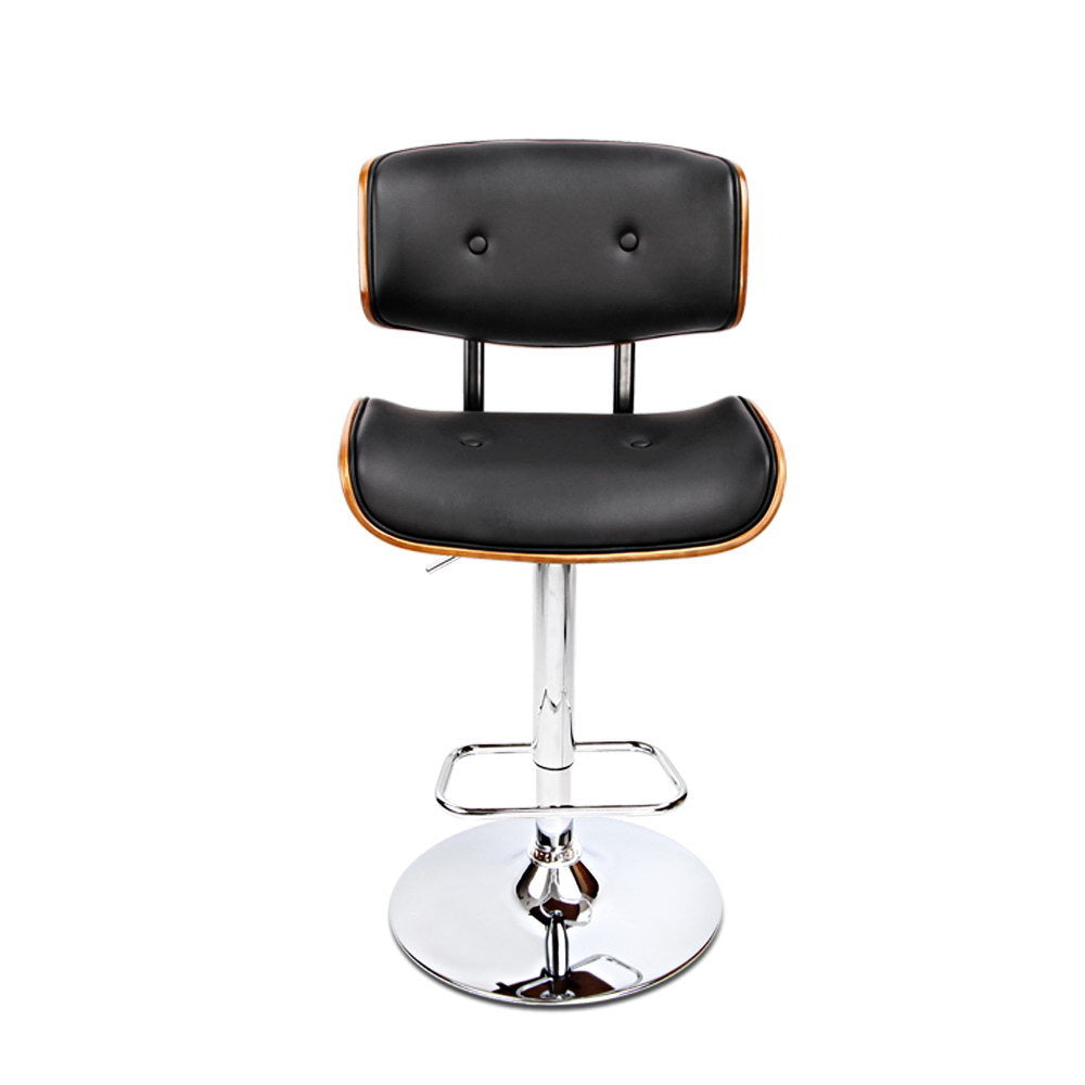 Flint Leather Bar Stool Adjustable Black