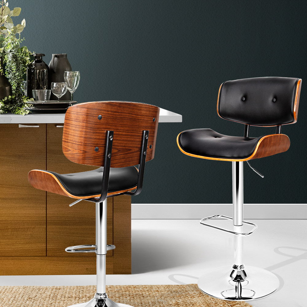 Flint Leather Bar Stool Adjustable Black