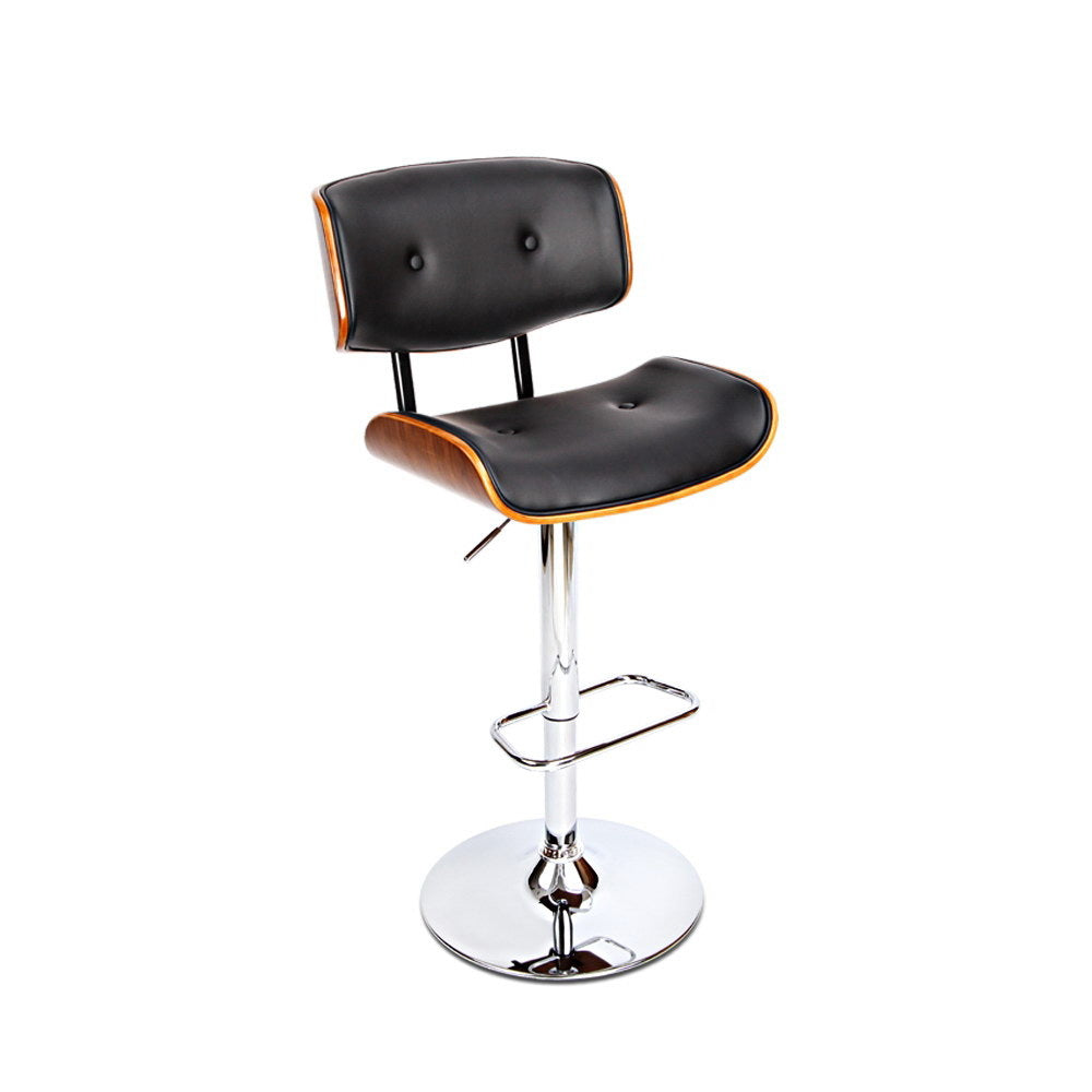 Flint Leather Bar Stool Adjustable Black