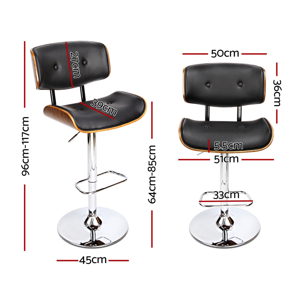 Nigel Leather Bar Stool Adjustable (Set of 4) Black