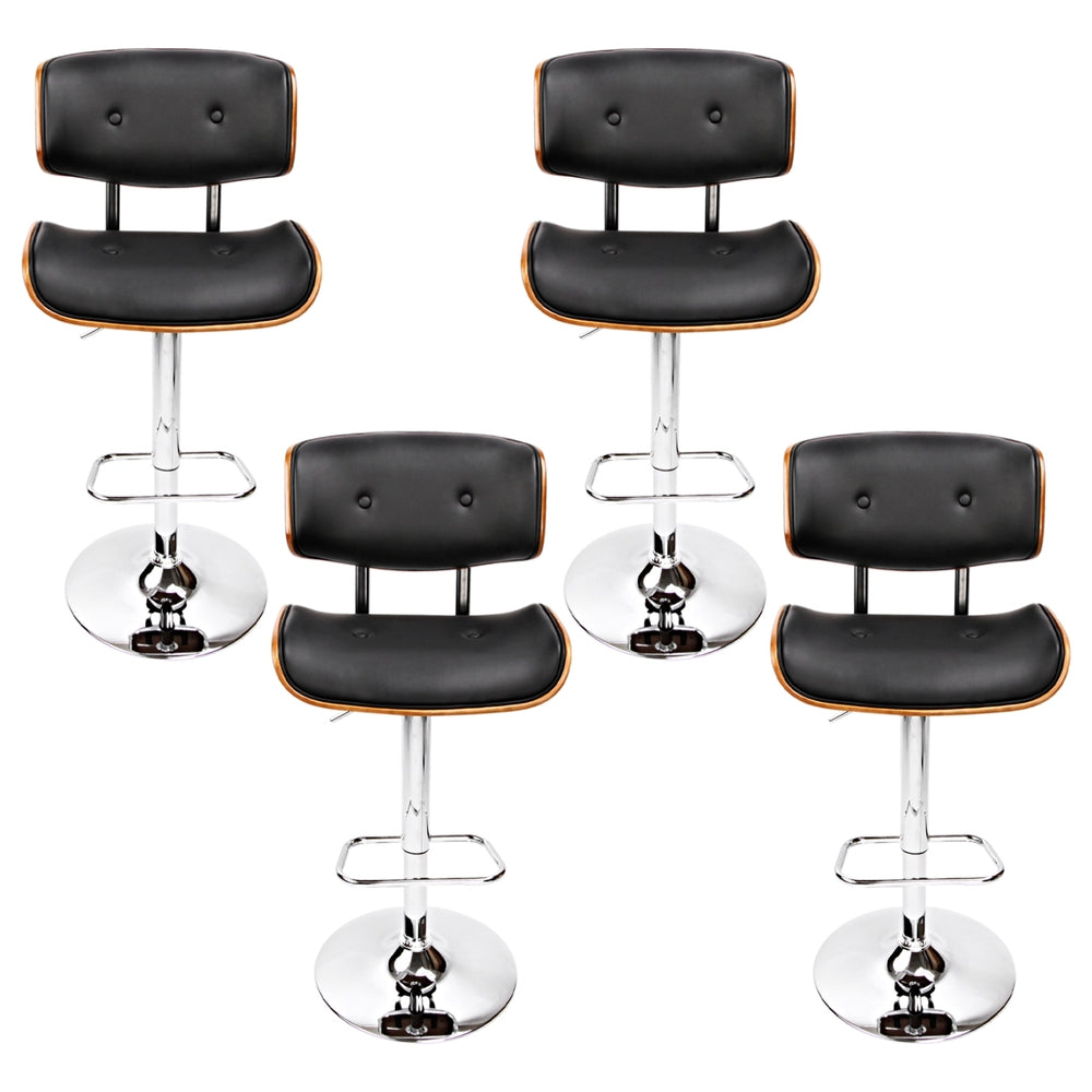 Nigel Leather Bar Stool Adjustable (Set of 4) Black