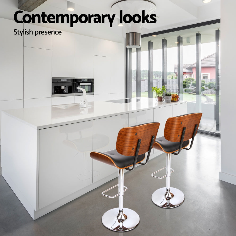 Nigel Leather Bar Stool Adjustable (Set of 4) Black