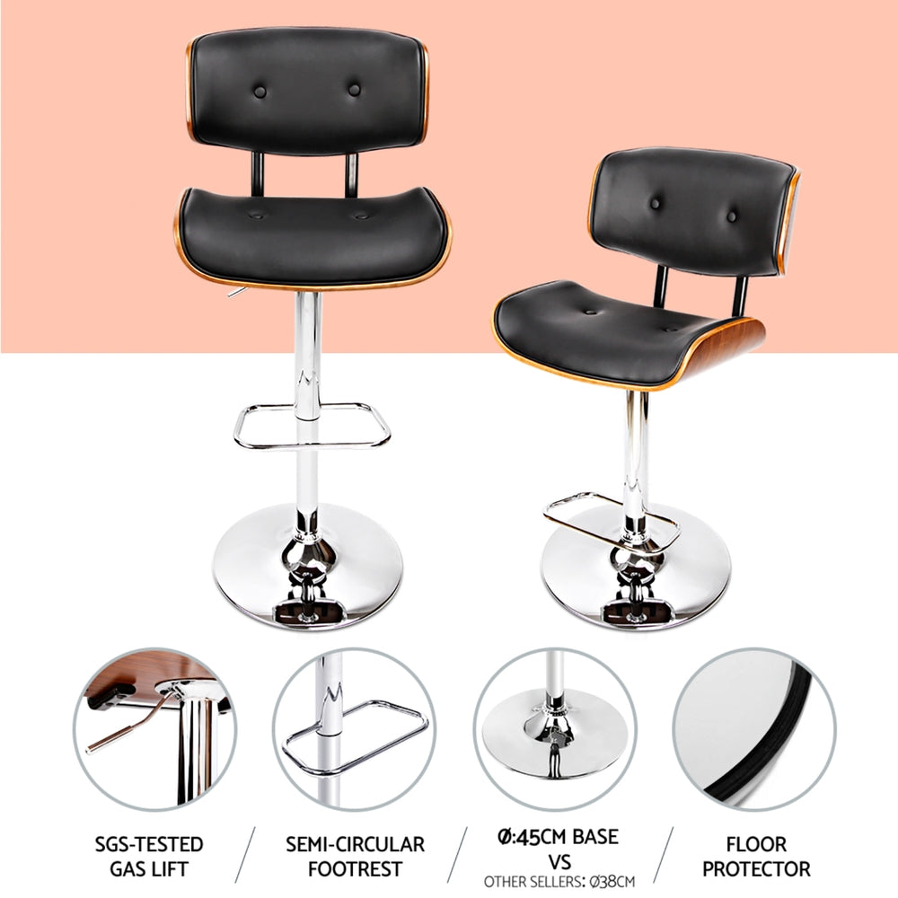 Nigel Leather Bar Stool Adjustable (Set of 4) Black