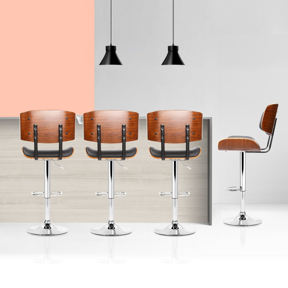 Nigel Leather Bar Stool Adjustable (Set of 4) Black