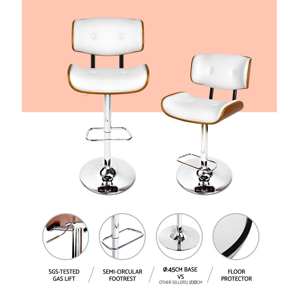 Lars Leather Bar Stool Adjustable White