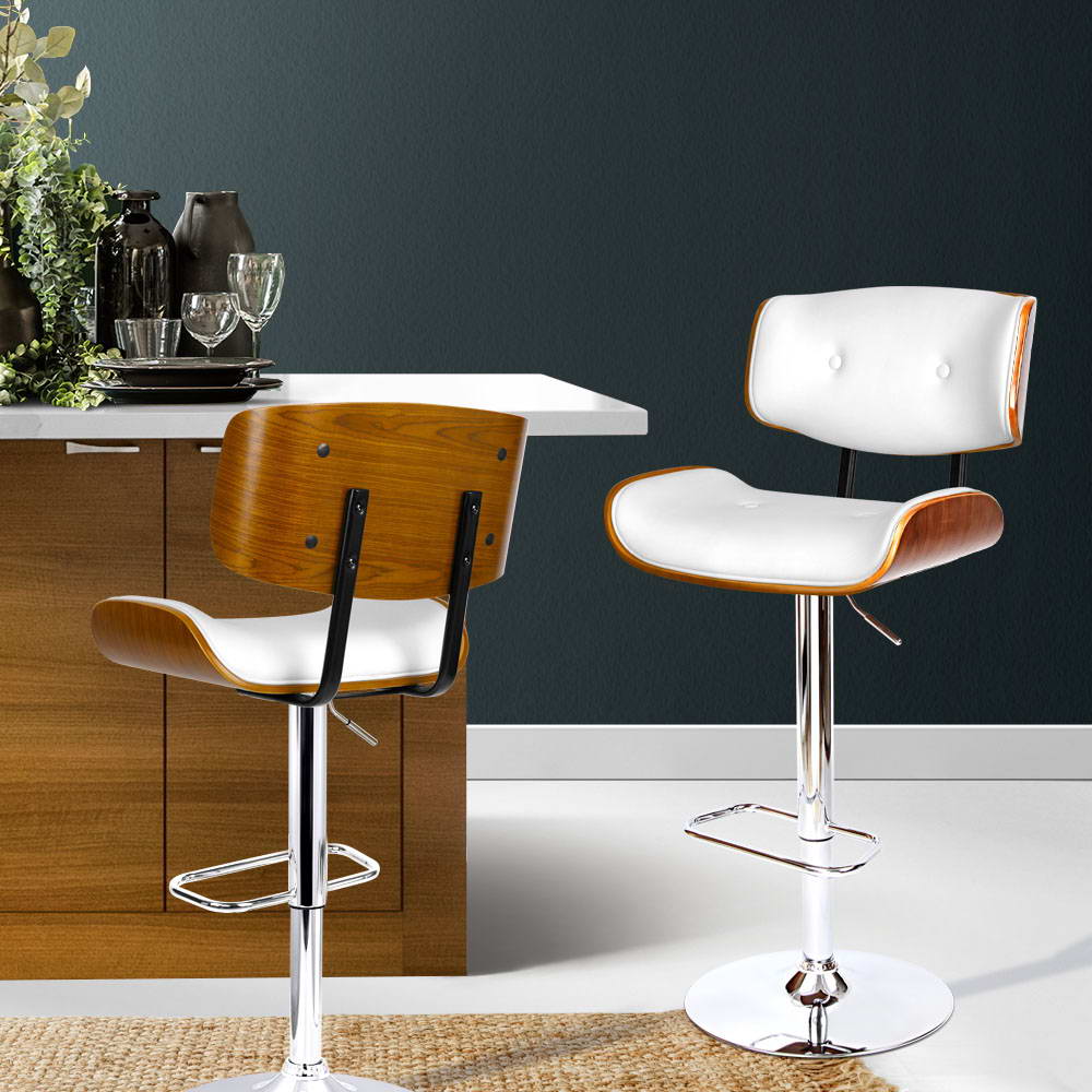 Lars Leather Bar Stool Adjustable White
